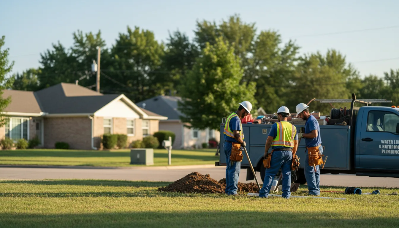 Residential water line and bathroom plumbing service in Oaks, OK